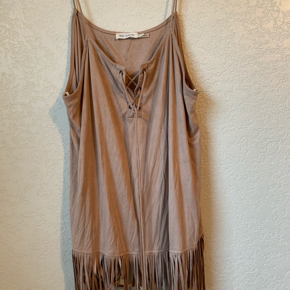 fringe suede tank